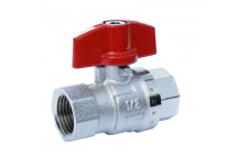 1\" PB500TPT Chrome Plated Brass Ball Valve with Red T-Handle PN25 FxF