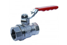 32mm PB500 Chrome Plated Brass Ball Valve Red Lever PN25 FxF