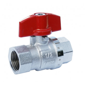 1\" PB500TPT Chrome Plated Brass Ball Valve with Red T-Handle PN25 FxF