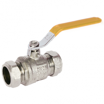 54mm ART89 Brass Ball Valve Yellow Lever CxC Ends PN25