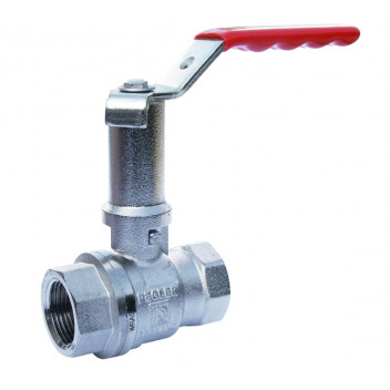 40mm PB500EL Chrome Plated Brass Ball Valve Red Lever Extended PN25 FxF