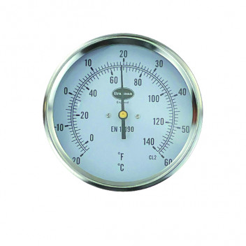 100mm Dial Thermometer -20 to 60 Back Entry & 50mm Pocket - 31/624/0