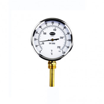 100mm Dial Thermometer 0 to 120 Deg Bottom Entry & 50mm Pocket - 32/621/0