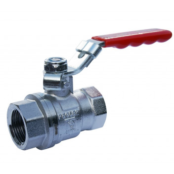 8mm PB500 CP Brass Ball Valve (WRAS) Red Lever PN25 FxF - 242001