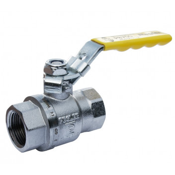 25mm PB700 Chrome Plated Brass Ball Valve Yellow Lever PN40 FxF