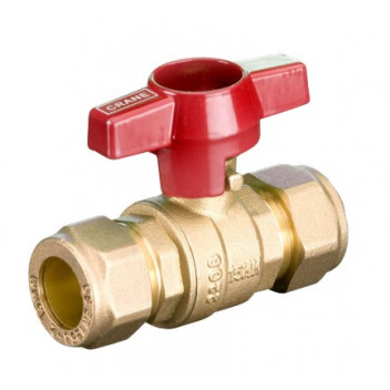 15mm D171ACTH Compression DZR Brass Ball Valve Red T Handle PN16