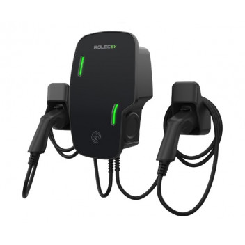 Zura Smart EV Charger - 2 x up to 7.4kW Type 2 5m Tethered - Black