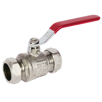 35mm ART89 Brass Ball Valve Red Lever CxC Ends PN25